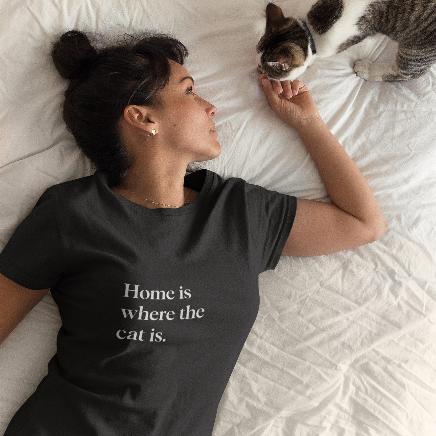 Home is where the cat is shirt black