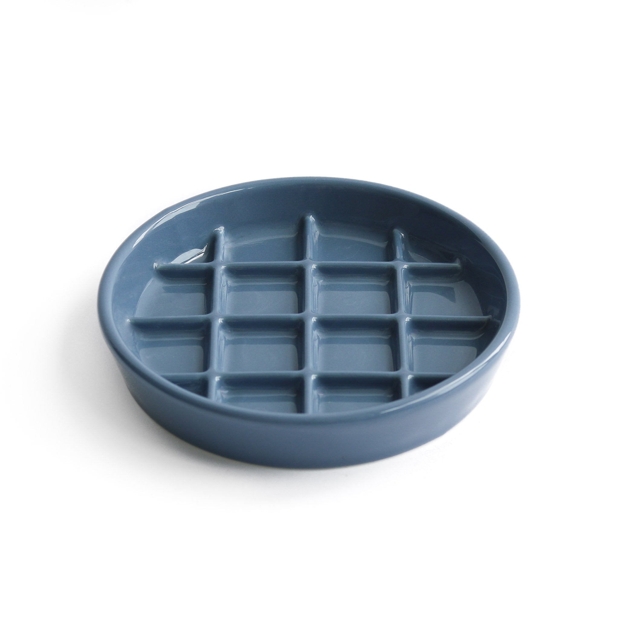 Noots Maple Waffle Slow Feeder Cat Bowl Blue Top View