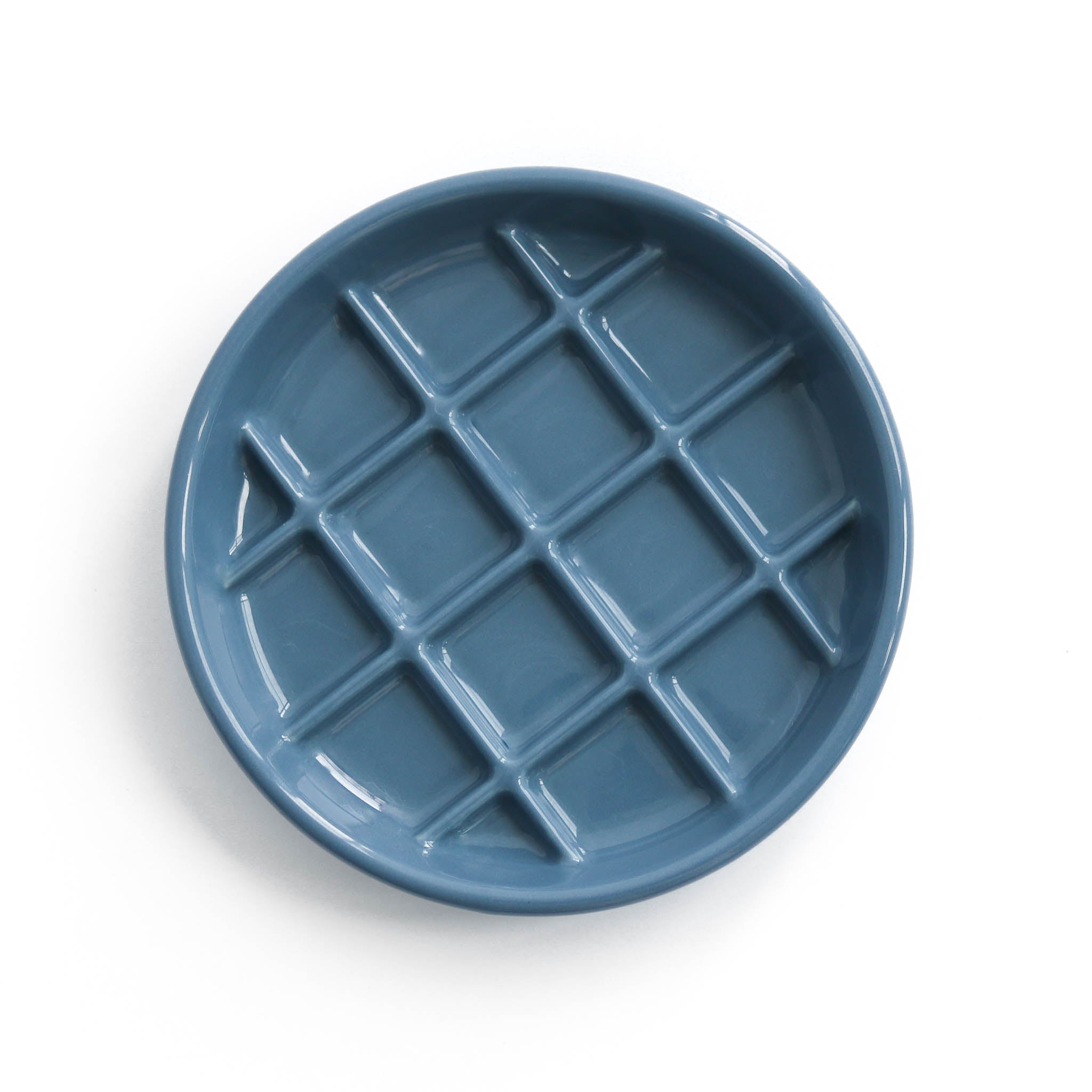 Noots Maple Waffle Slow Feeder Cat Bowl Blue