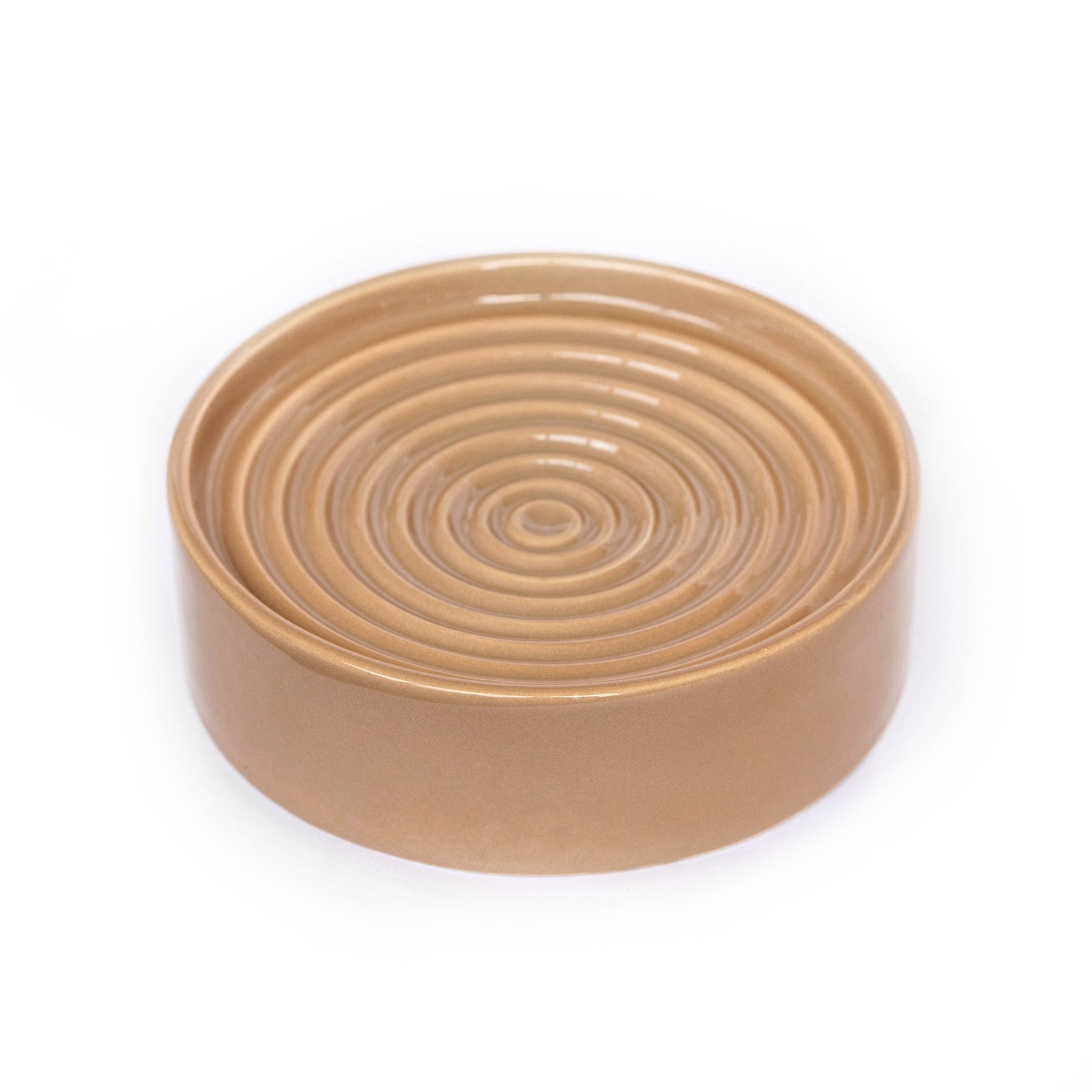 Noots Ceramic Whisker-friendly Slow Feed Cat Bowl in Hazelnut